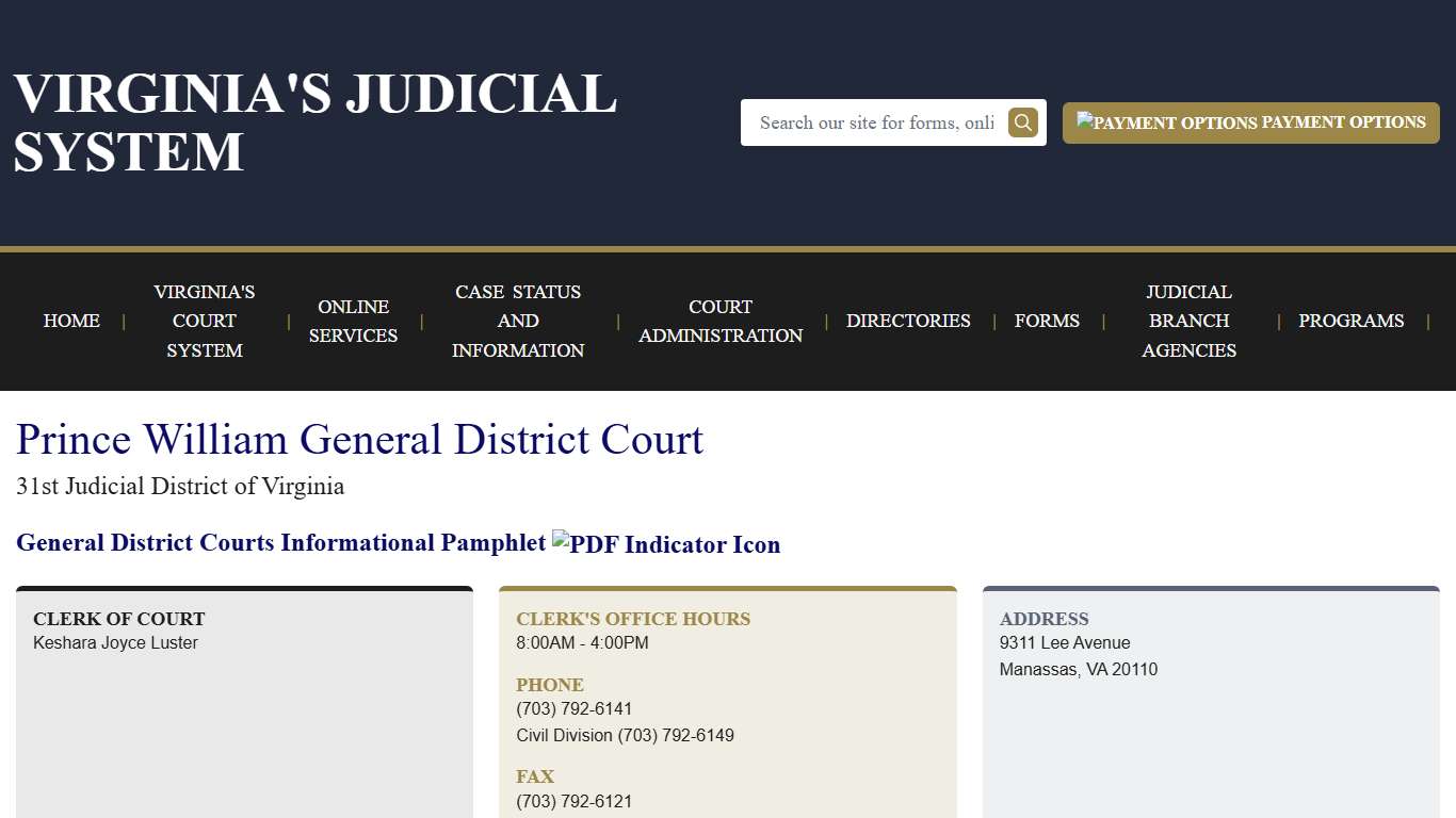 Prince William General District Court Virginia Court System
